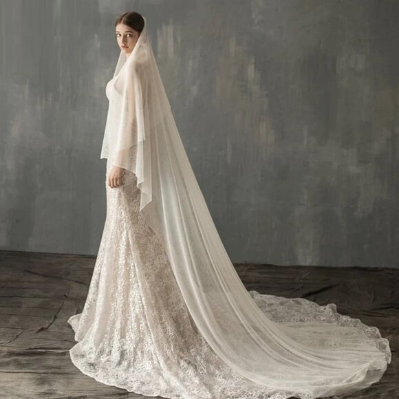 Wedding veil white bride bridal 230cm chapel long elegant beautiful comb new
